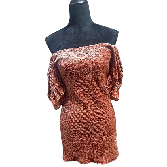 Lulus My Fleur-Ever Rusty Rose Floral Print Velvet Smocked Mini Dress XL NWT - Picture 6 of 14